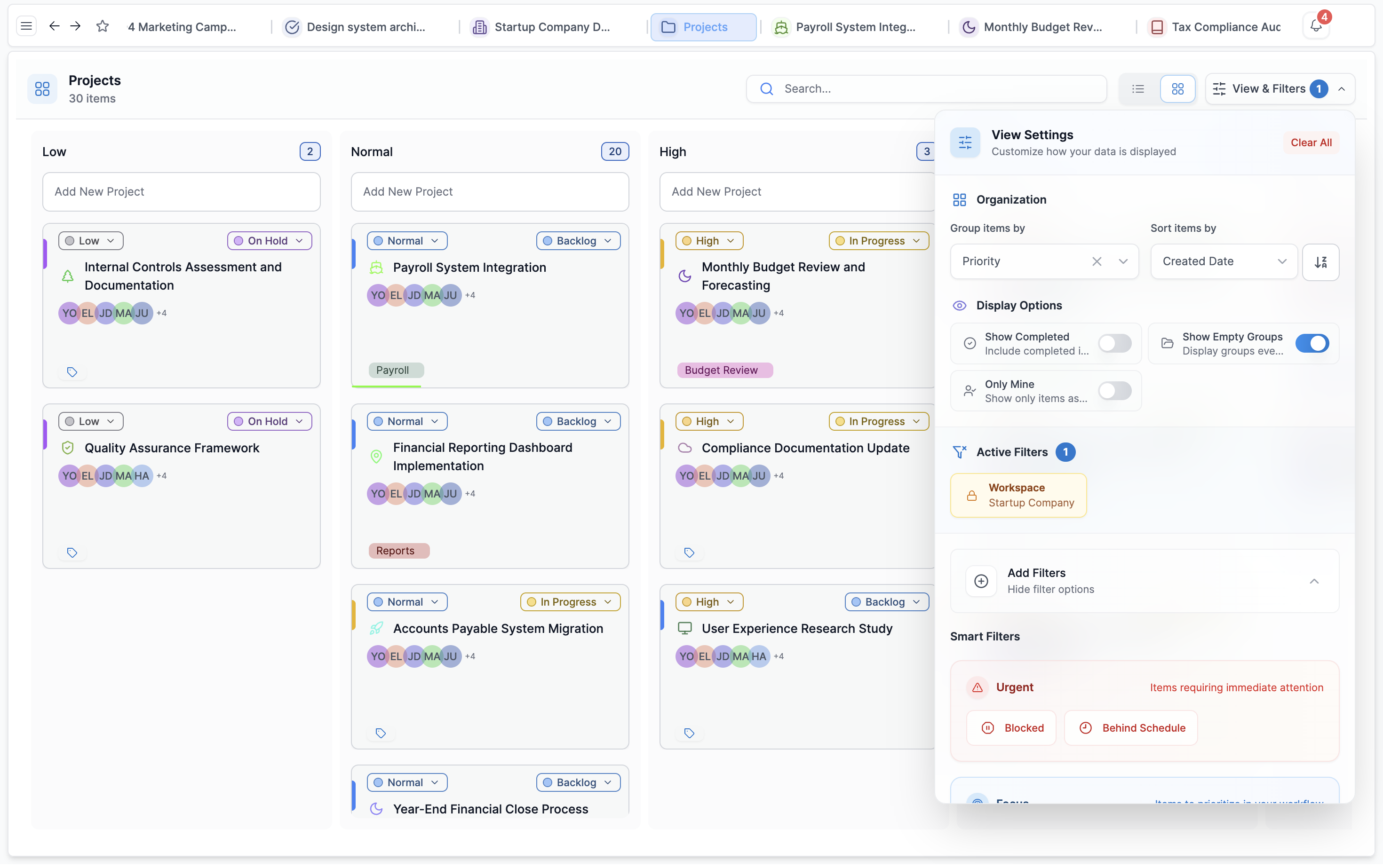 Mosaic calendar timeline view showing tasks and events in hourly grid with time estimates and priority levels